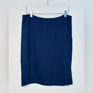 St. John Caviar Classic Navy Blue Diagonal Knit Pencil Skirt Size 10